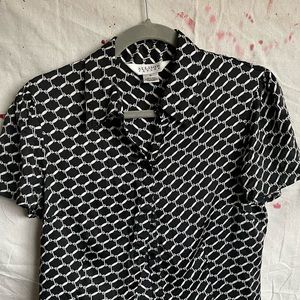 Button up silk shirt black and white